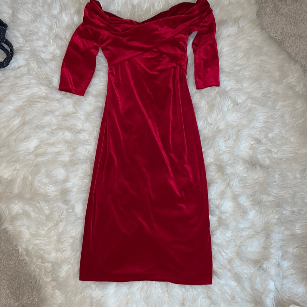 Zara red velvet dress
